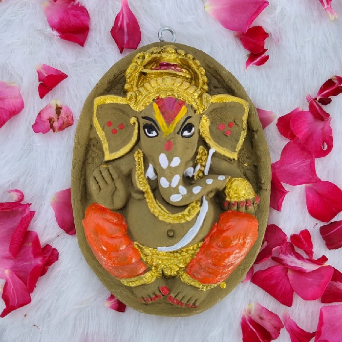 Lord Ganesha Idol | Pure Cow Dung Eco-Friendly Wall Hanging Sculpture